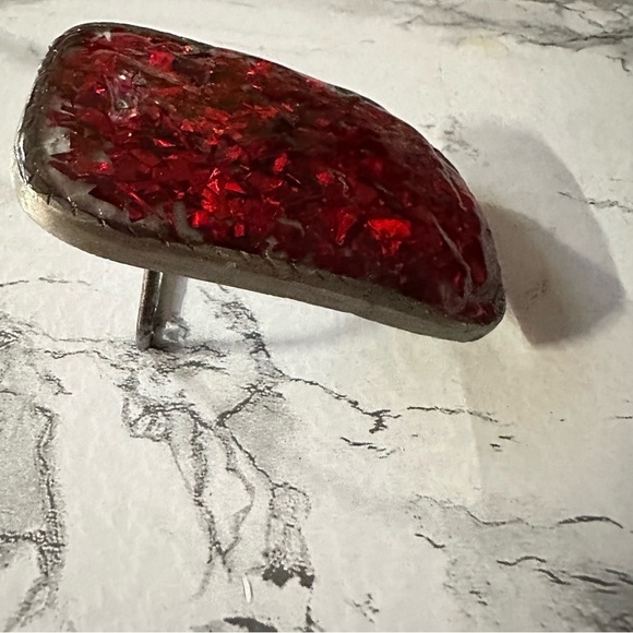 Red Glitter Western cowgirl Belt Buckle Repurposed Rockabilly OOAK Resined 1973 - Picture 9 of 11